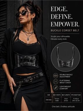 Black Buckle Corset Belt – Women's Double Buckle Waist Cincher